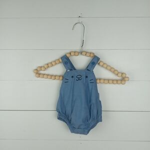 Cat & Jack girls size NB chambray bunny design romper button straps